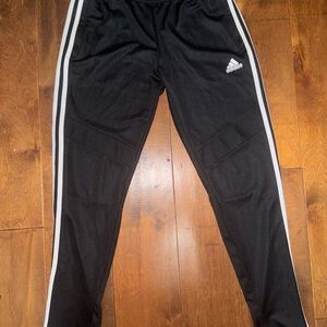 Adidas Black and White Sweatpants with Signature Stripes